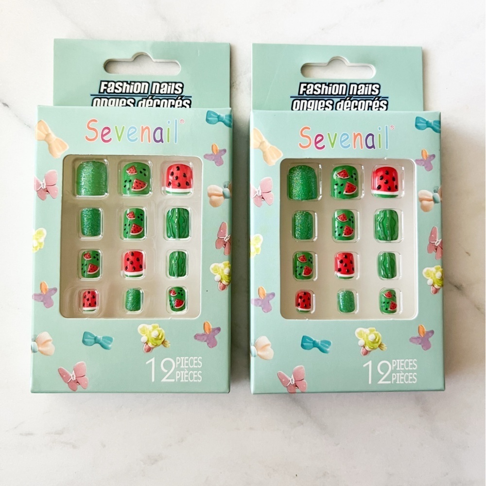 NWT Sevenail Watermelon Press On Nails Bundle 24 Pieces Summer Nail Art Set 🍉